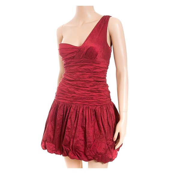 BCBGMAXAZRIA One Shoulder Bubble Hem Dress in Red 0 - Picture 5 of 8